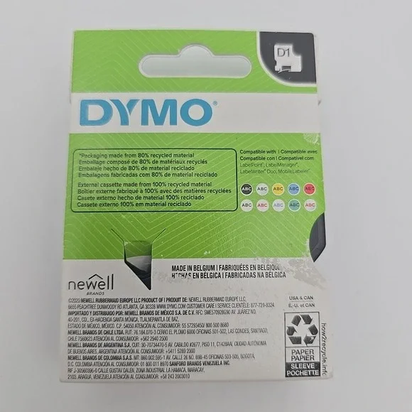 Qty 2  Dymo D1 41913 Label Maker Tape 3/8" X 23' Black Refill Label Writer  NEW! - Picture 3 of 3